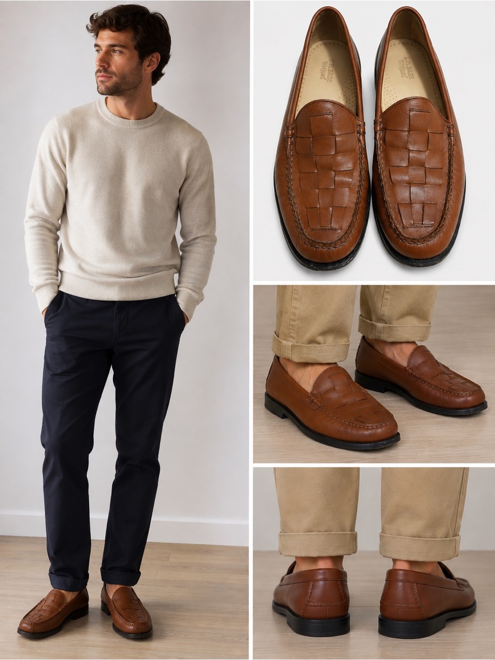 G.H. Bass Larson Woven Weejuns Brown Leather Loafers Men’s 11.5 D
